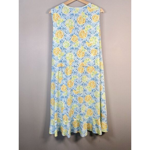 Lands' End Citrus Lemon Lime Women's 3X Ruffle Hem Wrap Sun Dress Swim Coverup - Picture 6 of 15